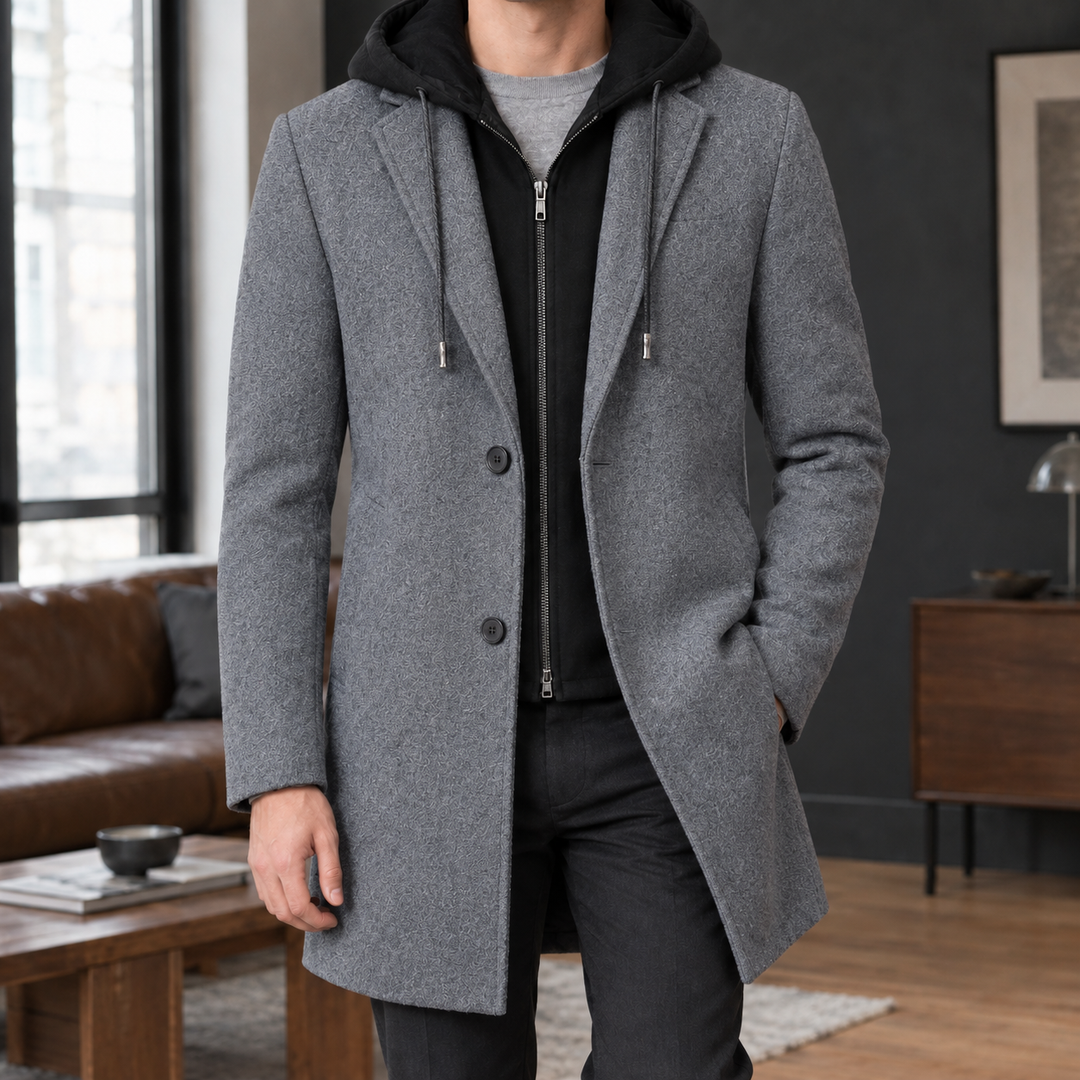 Wollmantel mit Kapuze für Herren