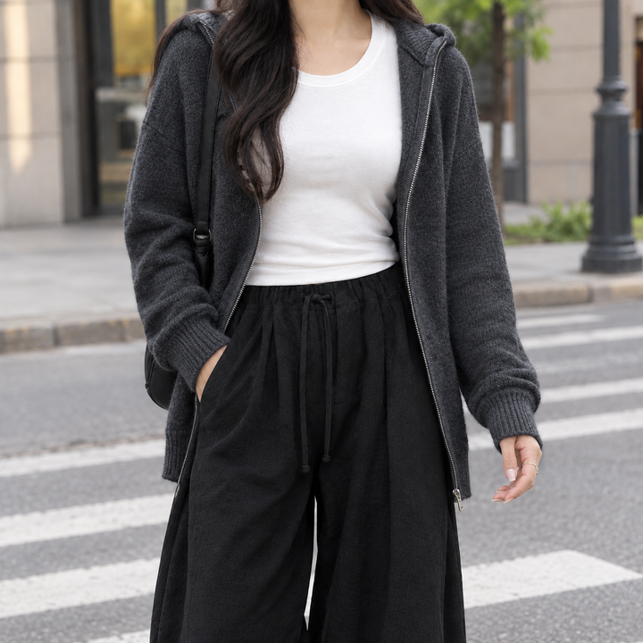 Cardigan für Damen mit lässigem Schnitt und weitem Bein