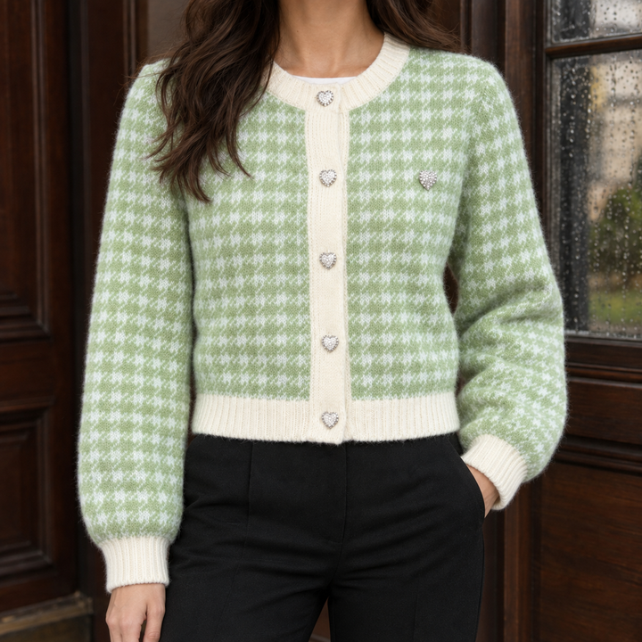 Cardigan für Damen mit Hahnentrittmuster