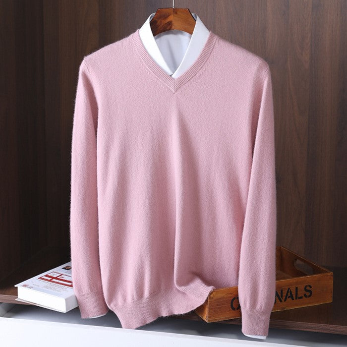 V-hals-sweater til mænd i blødt strikstof