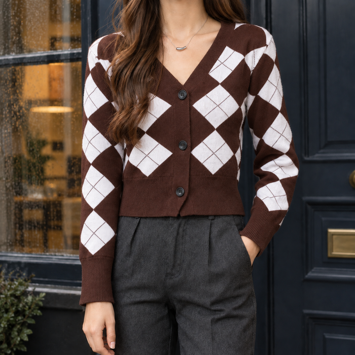 Women's Argyle Knit Cardigan