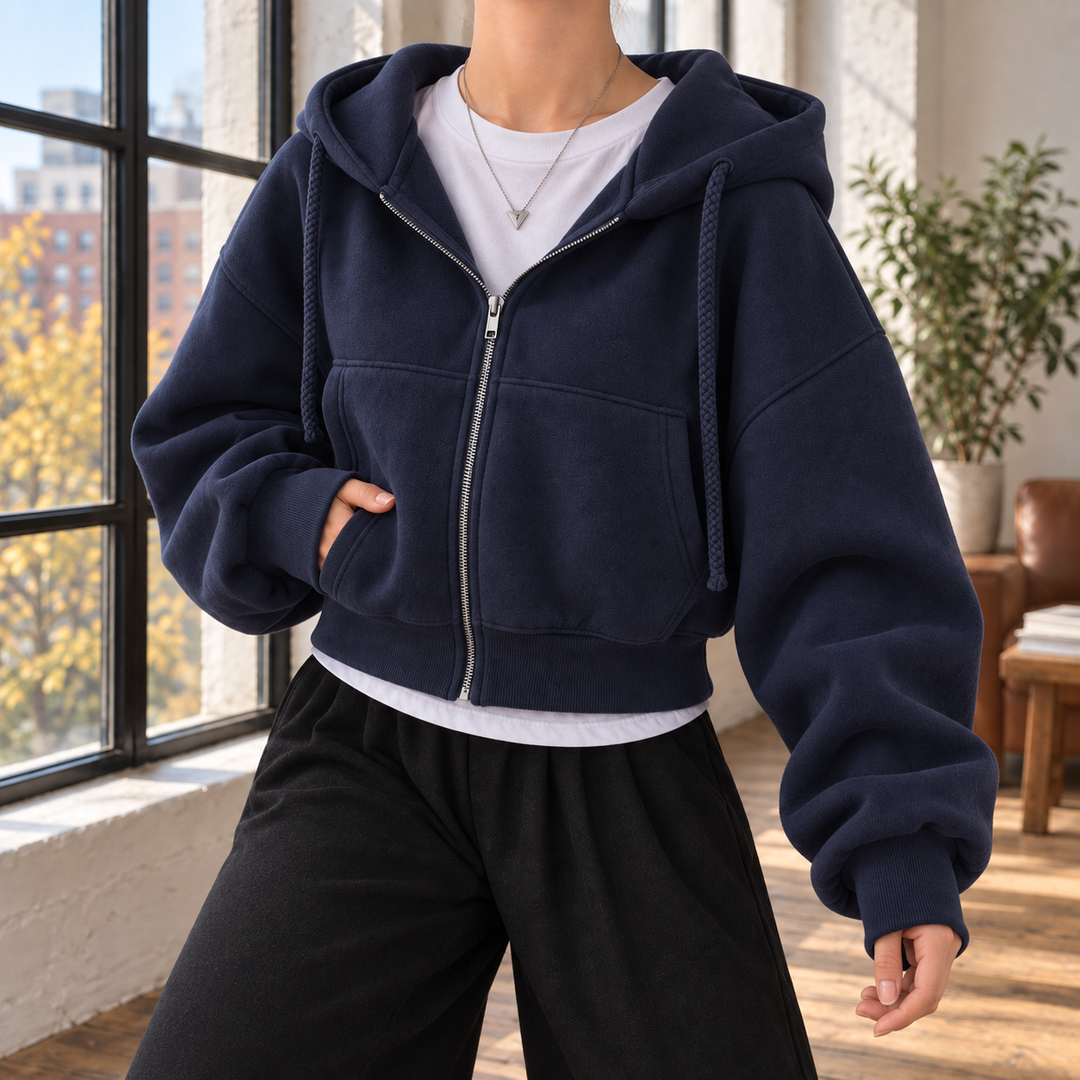 Women's Cropped Zip Hoodie