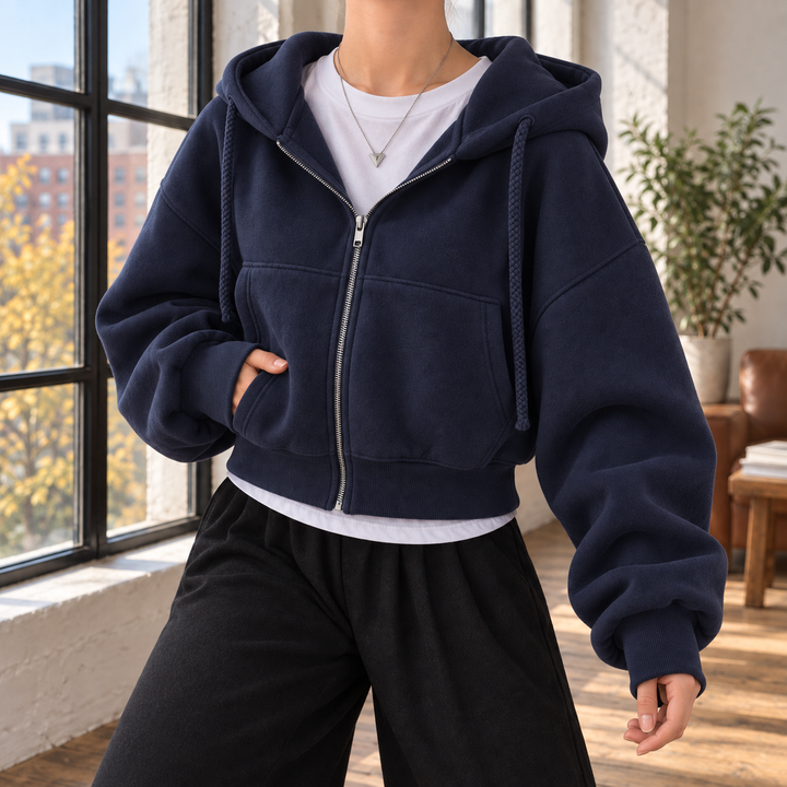 Women's Cropped Zip Hoodie