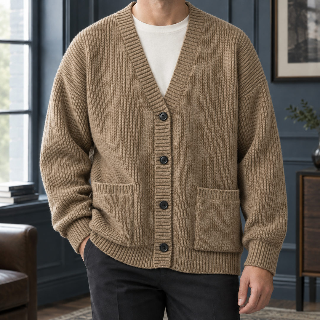 Men's Ribbed Cardigan Sweater