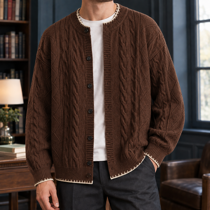 Herren-Zopfstrick-Cardigan