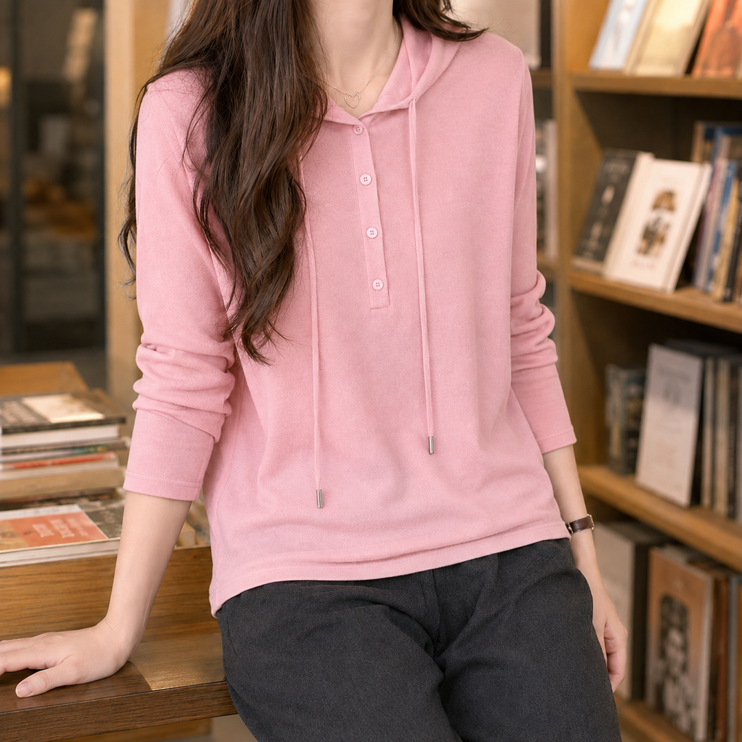 Sweatshirt com capuz de lã merino para mulher