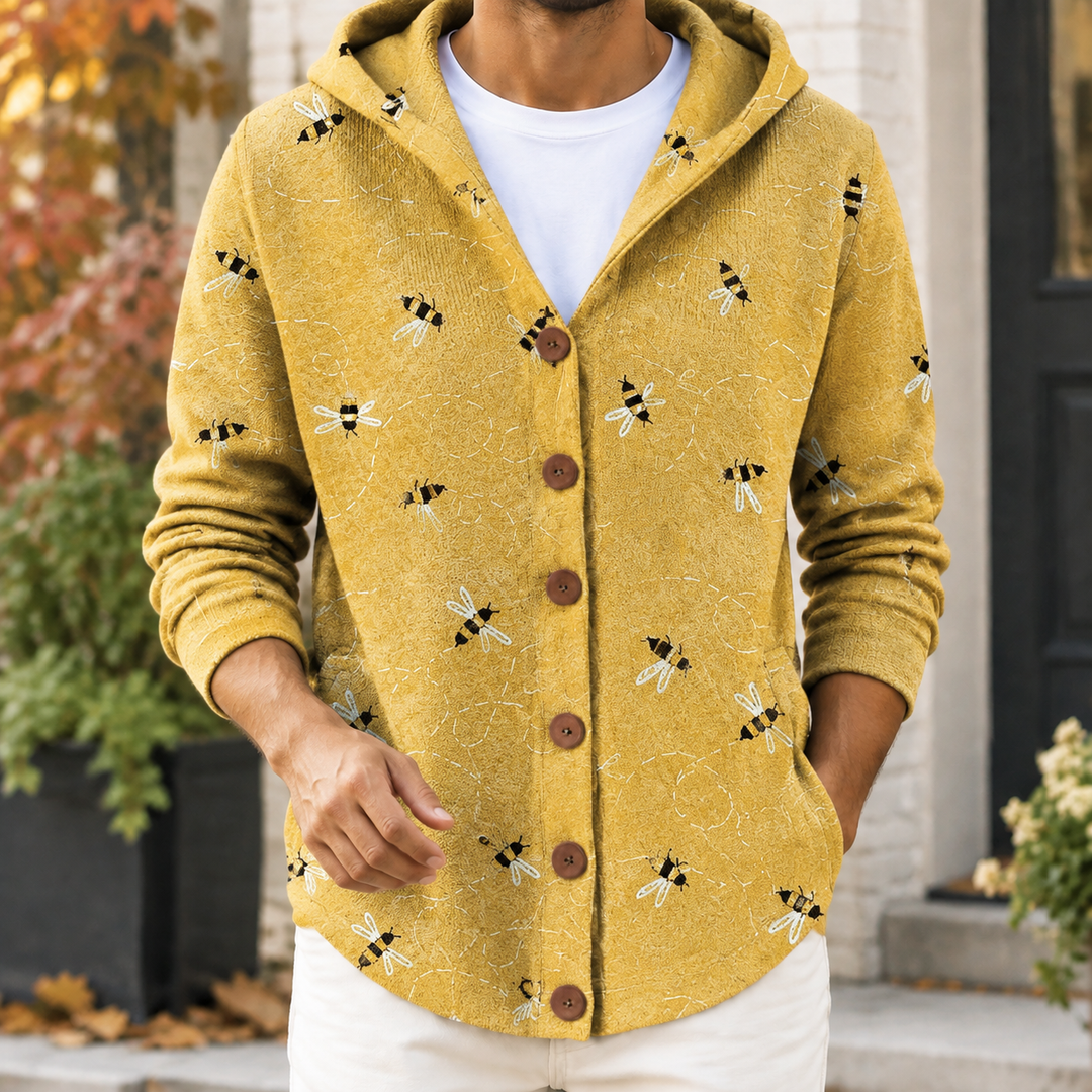 Herren-Cardigan-Pullover mit Kapuze
