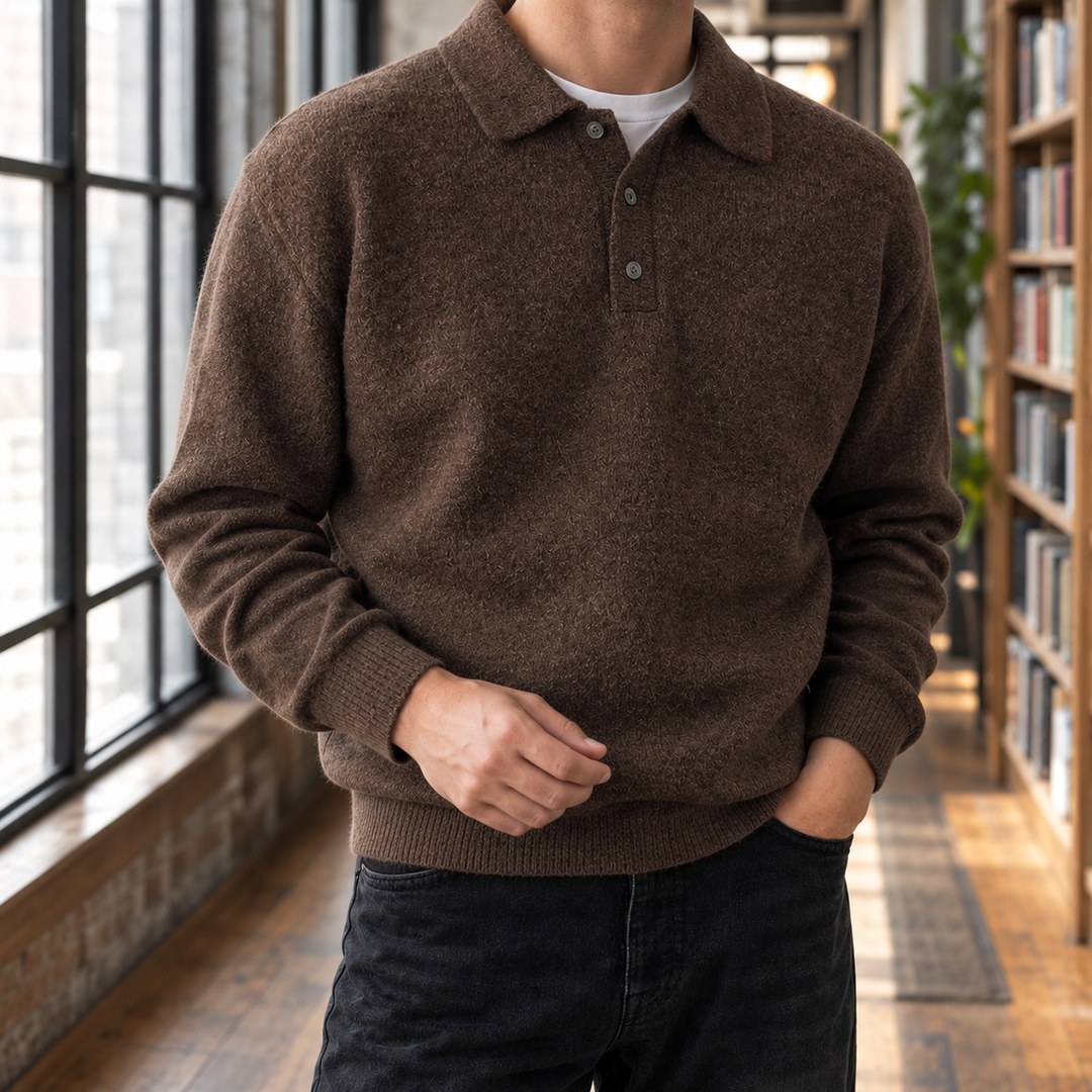 Men's Chenille Polo Sweater