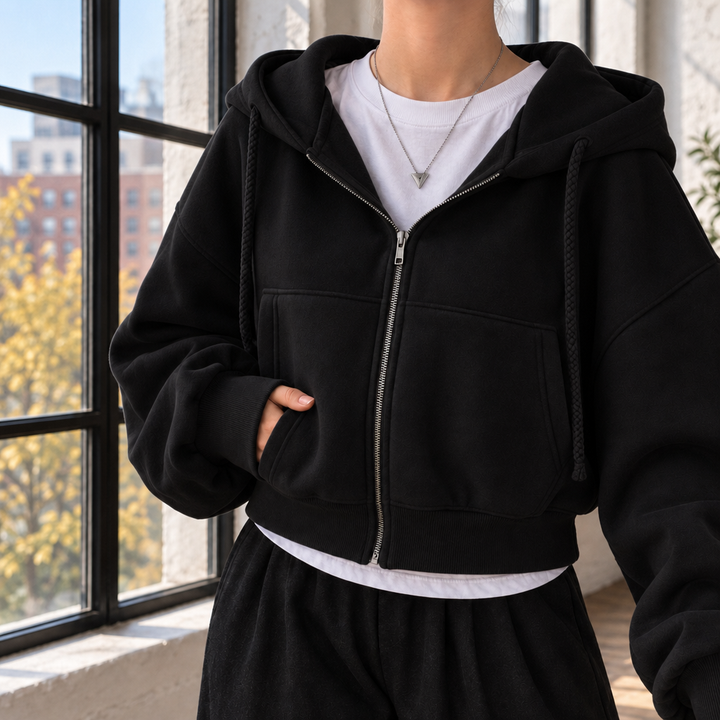 Women's Cropped Zip Hoodie