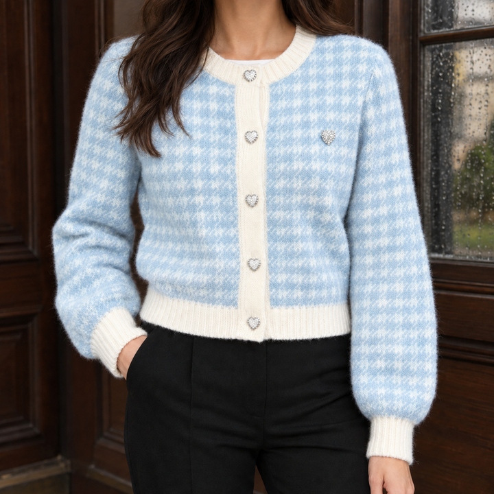Cardigan für Damen mit Hahnentrittmuster