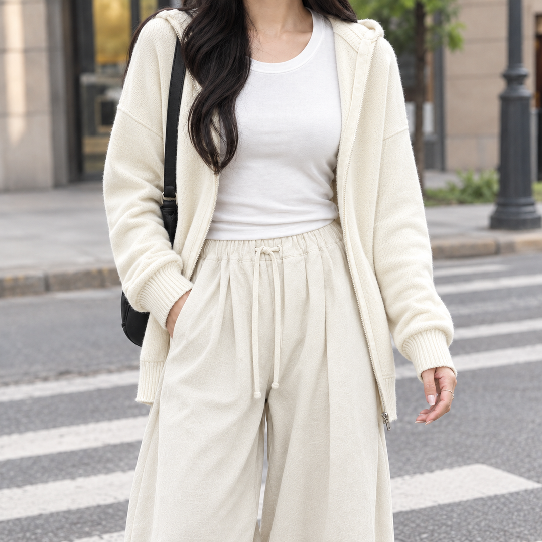 Cardigan für Damen mit lässigem Schnitt und weitem Bein