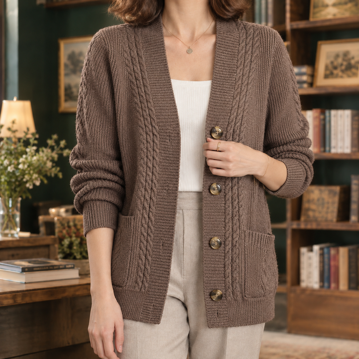 Cárdigan de punto trenzado para mujer