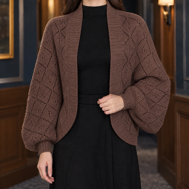 Damen-Cardigan mit Lochstrickmuster