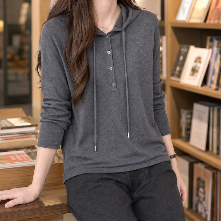 Sweatshirt com capuz de lã merino para mulher