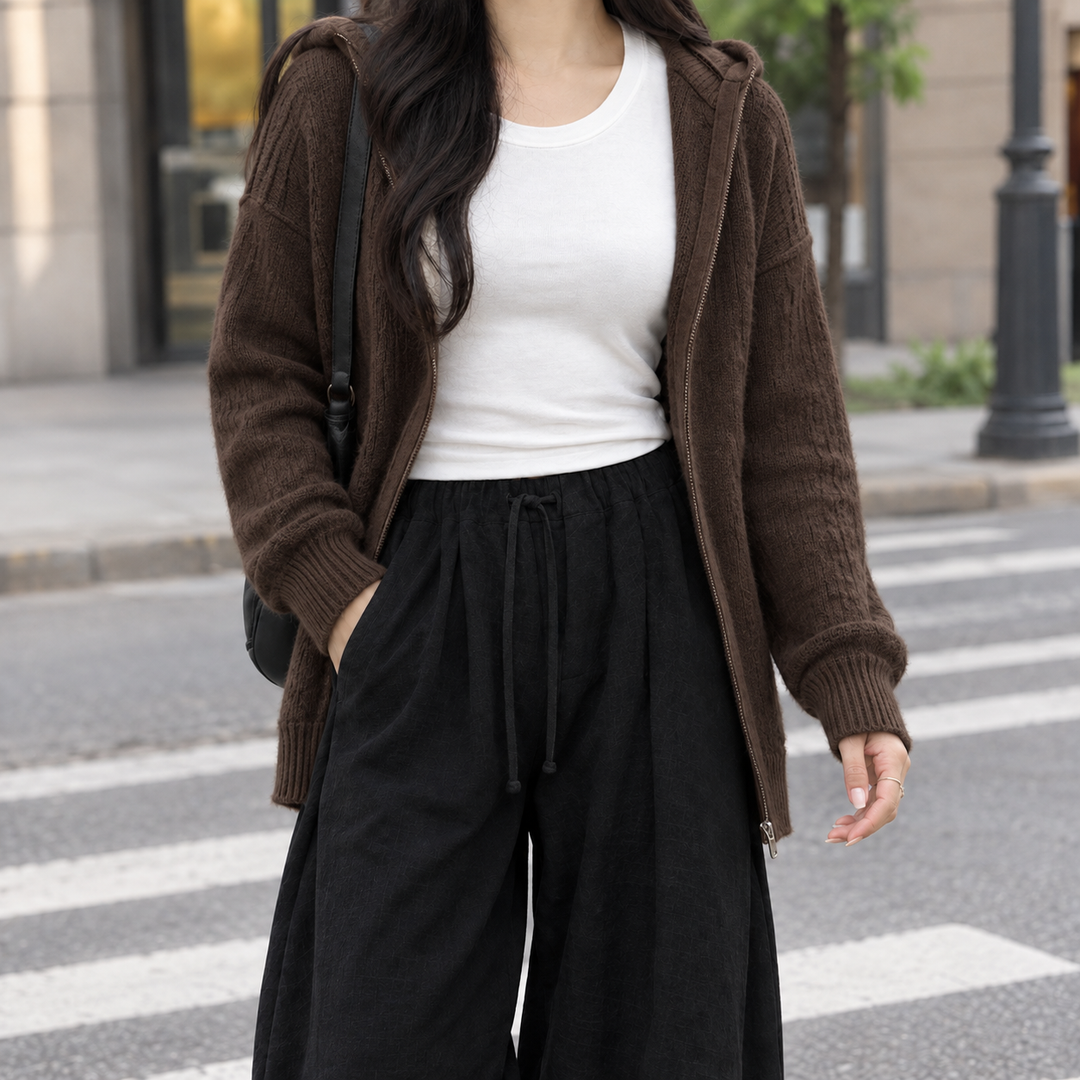 Cardigan für Damen mit lässigem Schnitt und weitem Bein