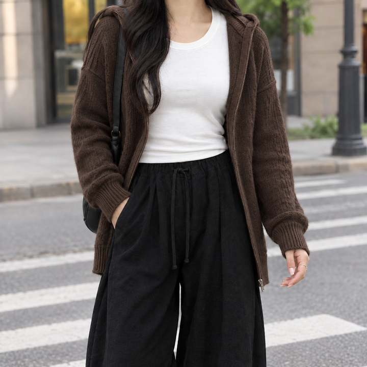 Cardigan für Damen mit lässigem Schnitt und weitem Bein