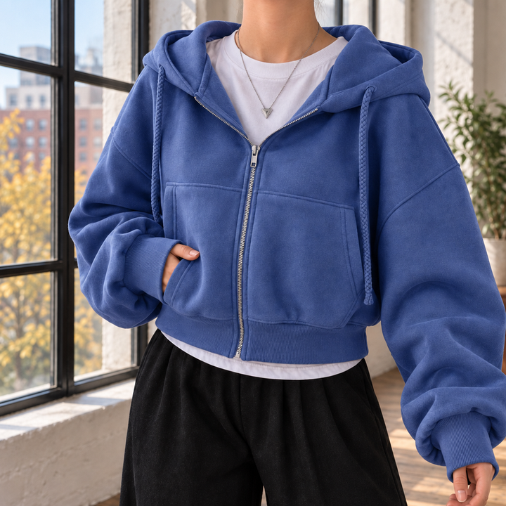 Women's Cropped Zip Hoodie