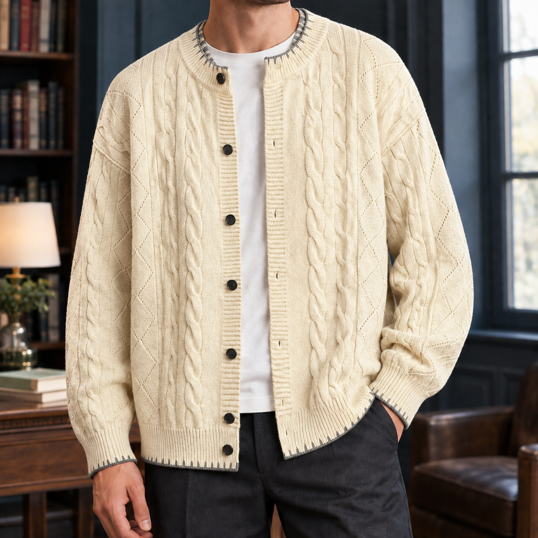 Herren-Zopfstrick-Cardigan