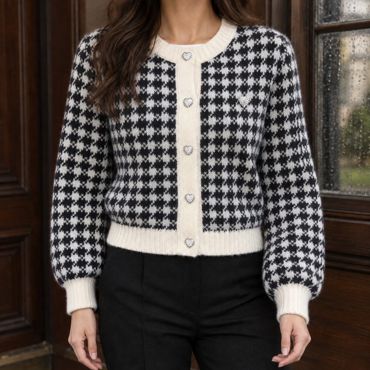 Cardigan für Damen mit Hahnentrittmuster