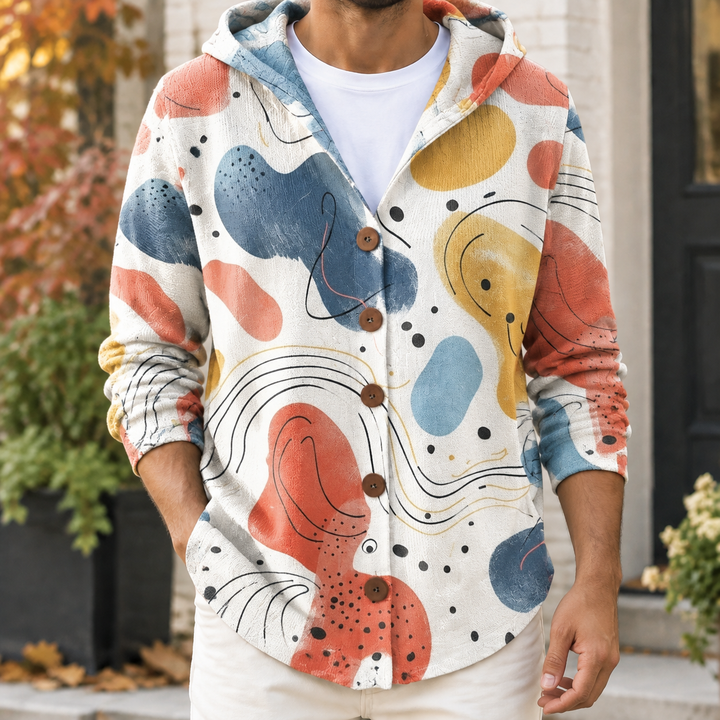 Herren-Cardigan-Pullover mit Kapuze