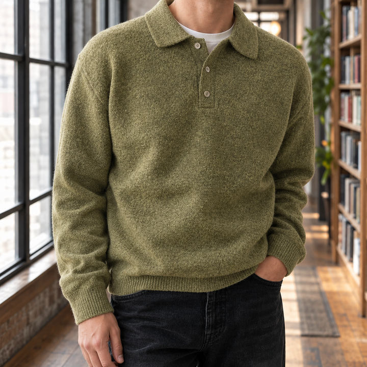 Men's Chenille Polo Sweater