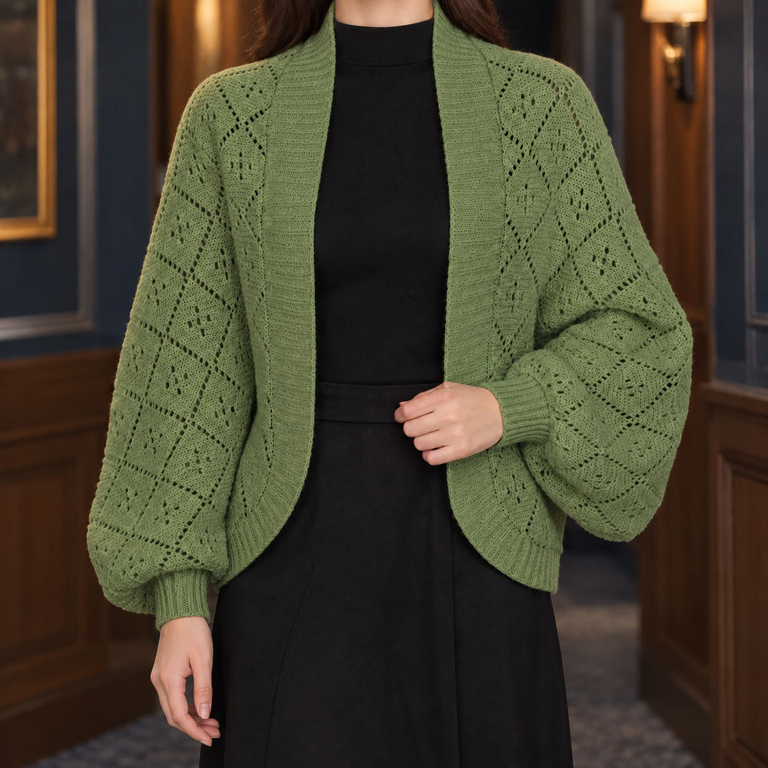 Damen-Cardigan mit Lochstrickmuster