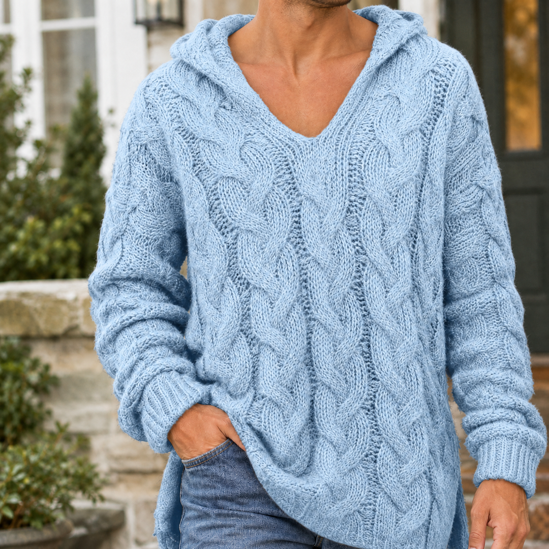 Herren-Hoodie aus Zopfstrick