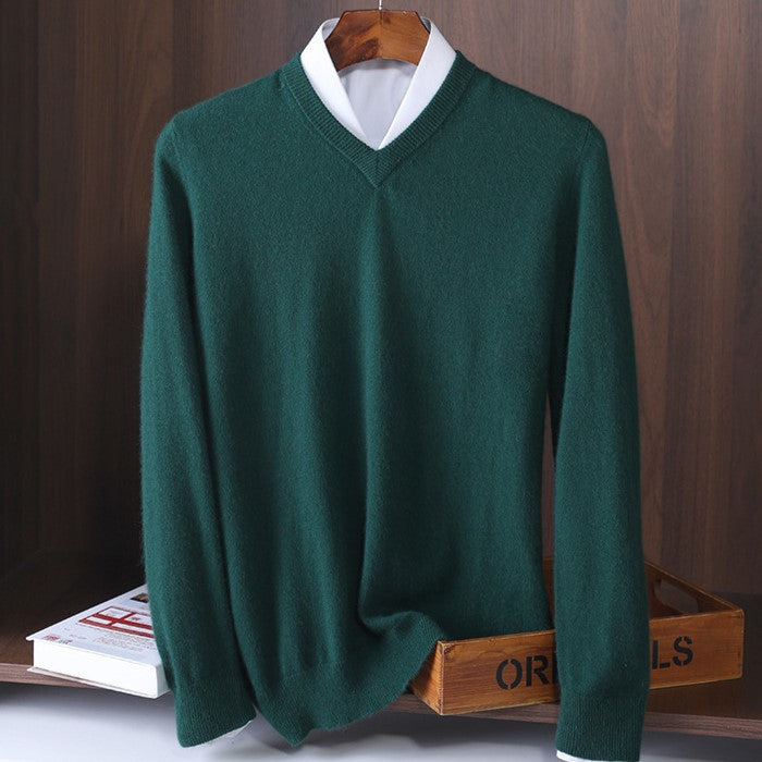 V-hals-sweater til mænd i blødt strikstof