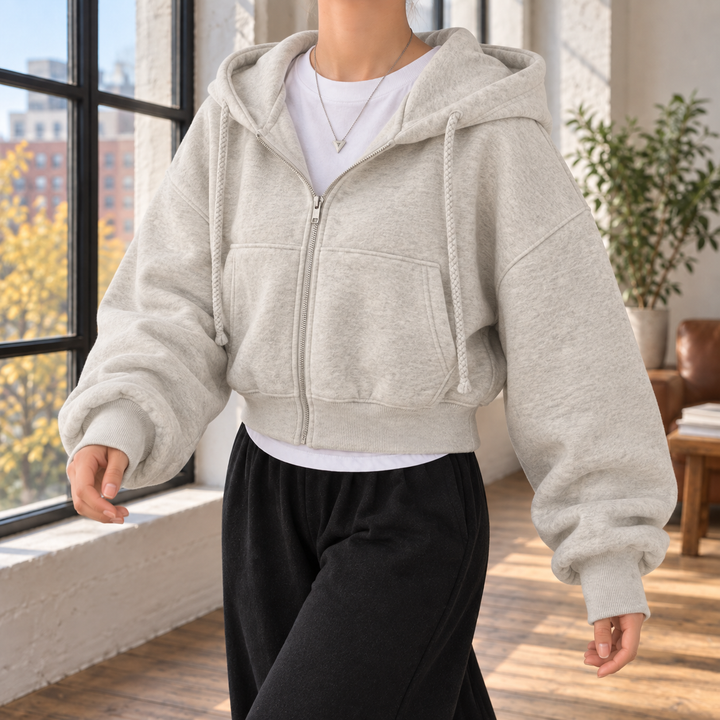 Women's Cropped Zip Hoodie