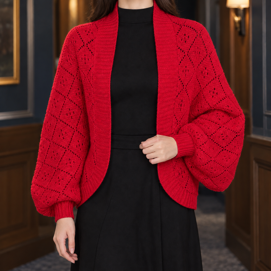 Damen-Cardigan mit Lochstrickmuster