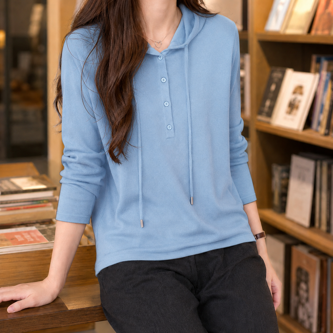 Sweatshirt com capuz de lã merino para mulher