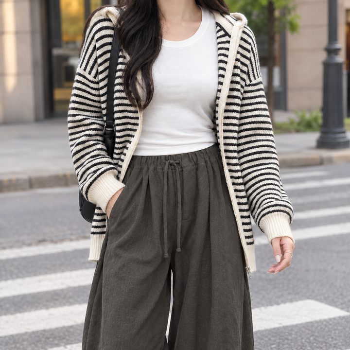Cardigan für Damen mit lässigem Schnitt und weitem Bein