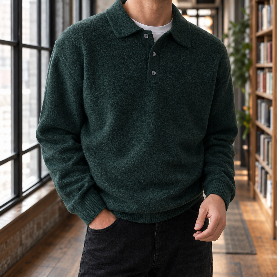 Men's Chenille Polo Sweater