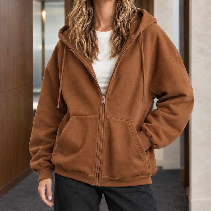 Sweat à capuche zippé décontracté pour femme avec parfum de romarin
