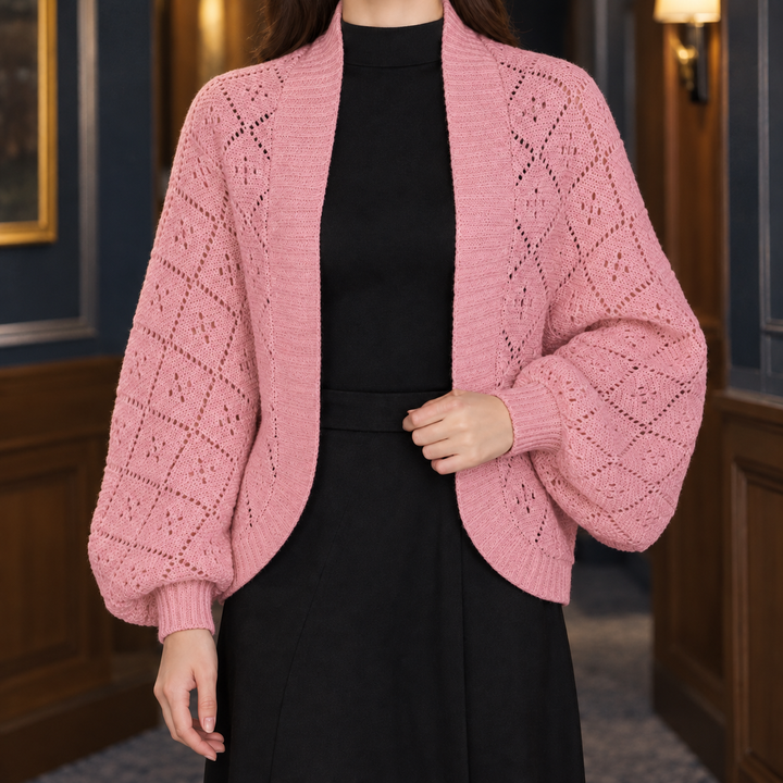 Damen-Cardigan mit Lochstrickmuster
