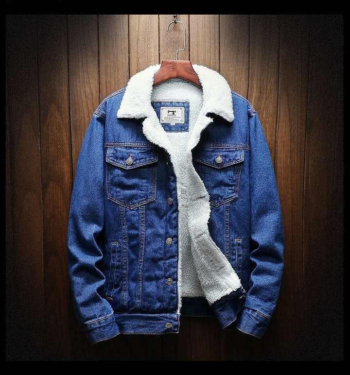 Chaqueta vaquera para hombre con forro de teddy – Prenda vaquera exterior con forro acogedor