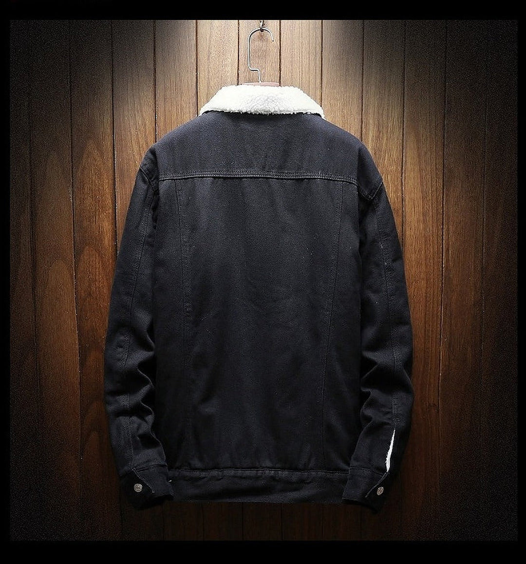 Chaqueta vaquera para hombre con forro de teddy – Prenda vaquera exterior con forro acogedor