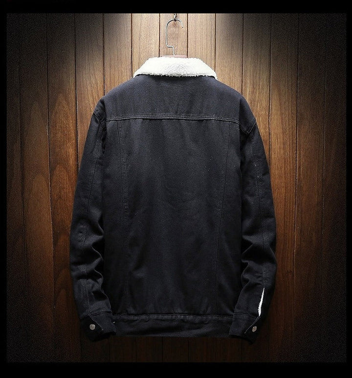 Chaqueta vaquera para hombre con forro de teddy – Prenda vaquera exterior con forro acogedor