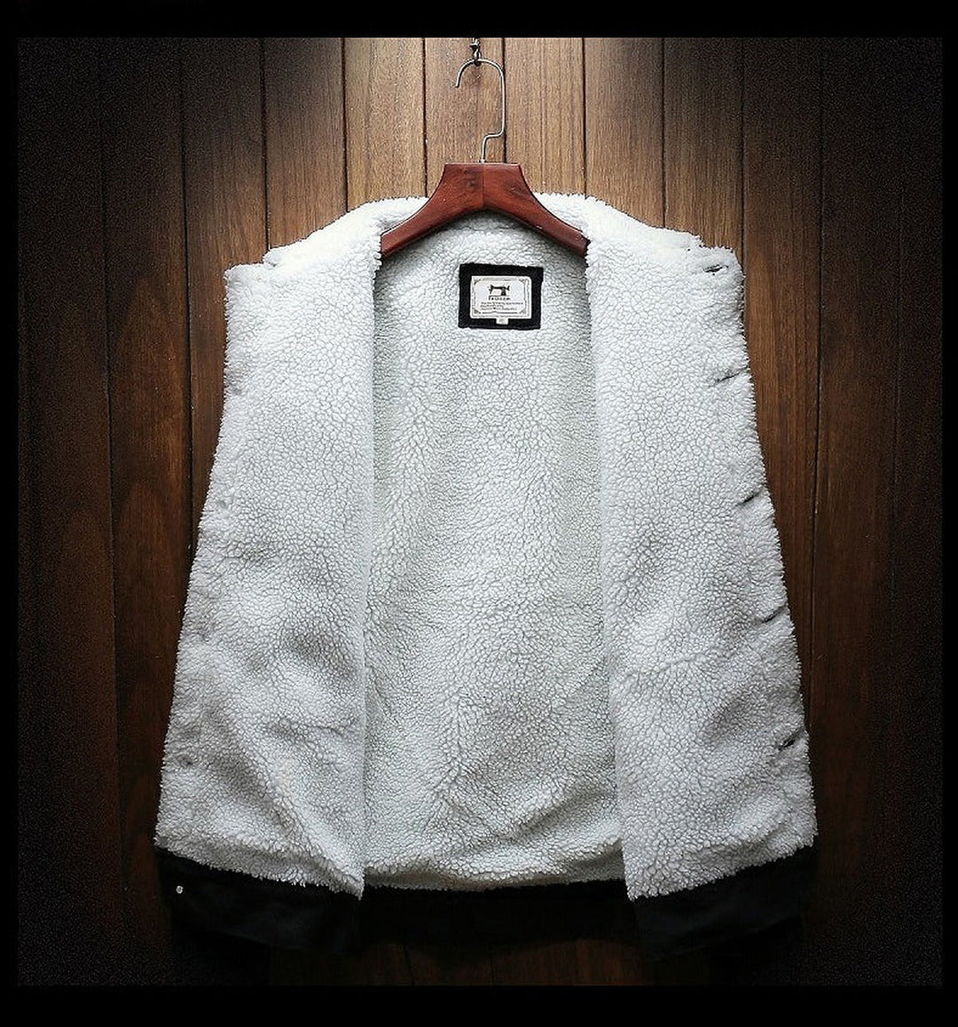 Chaqueta vaquera para hombre con forro de teddy – Prenda vaquera exterior con forro acogedor