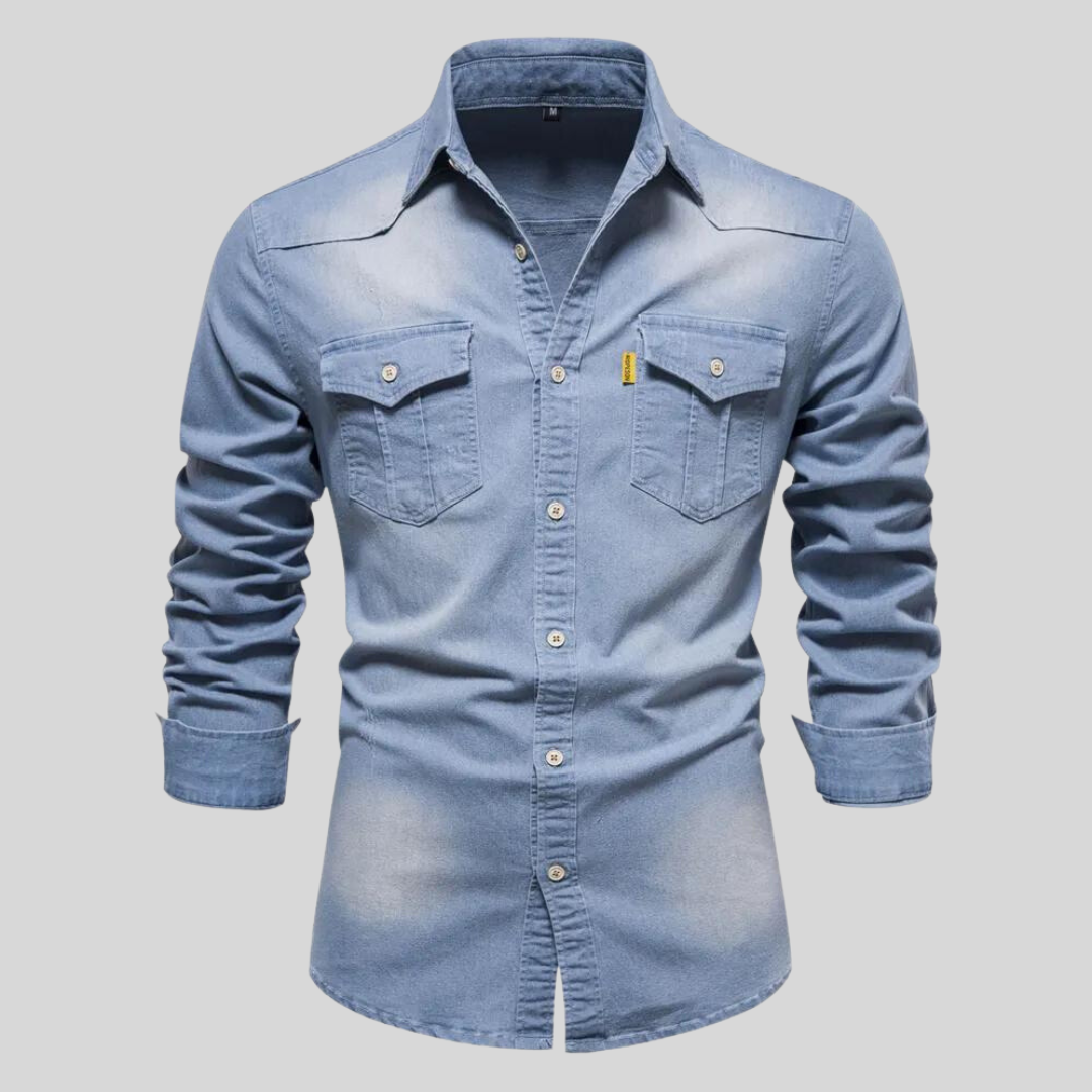 Men's Long-Sleeve Casual Denim Shirt