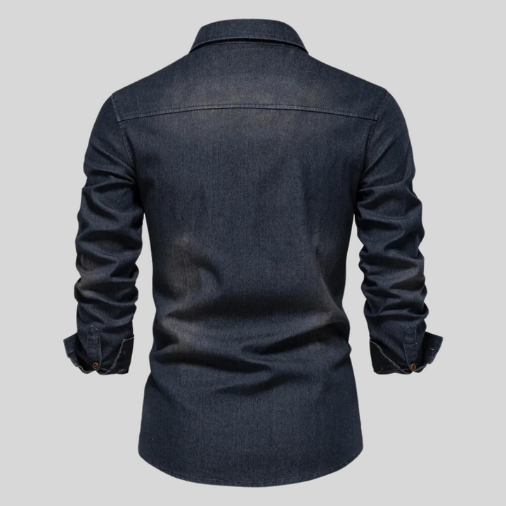 Men's Long-Sleeve Casual Denim Shirt