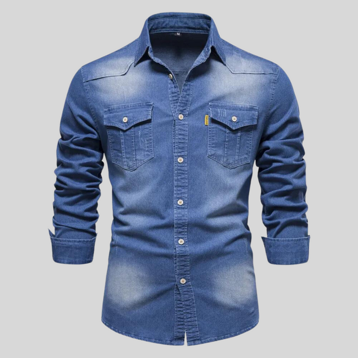 Men's Long-Sleeve Casual Denim Shirt