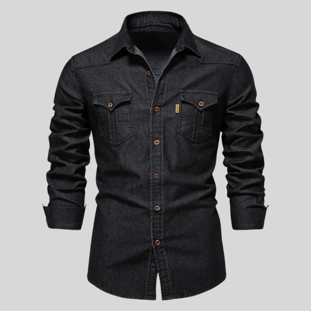 Men's Long-Sleeve Casual Denim Shirt