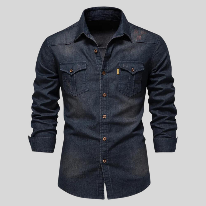 Men's Long-Sleeve Casual Denim Shirt
