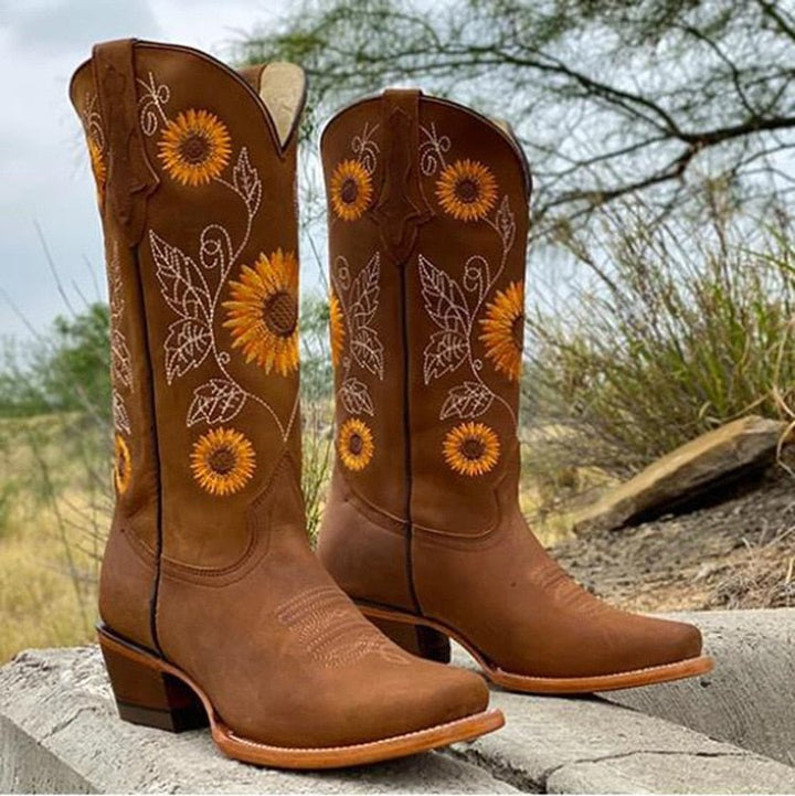 Stivali da cowboy western da donna, ricamati