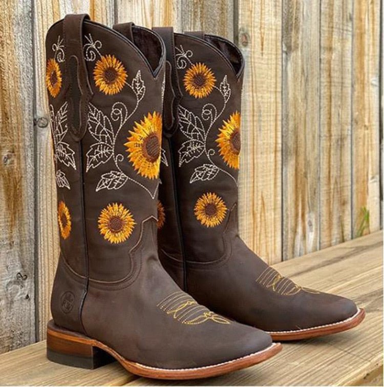 Stivali da cowboy western da donna, ricamati