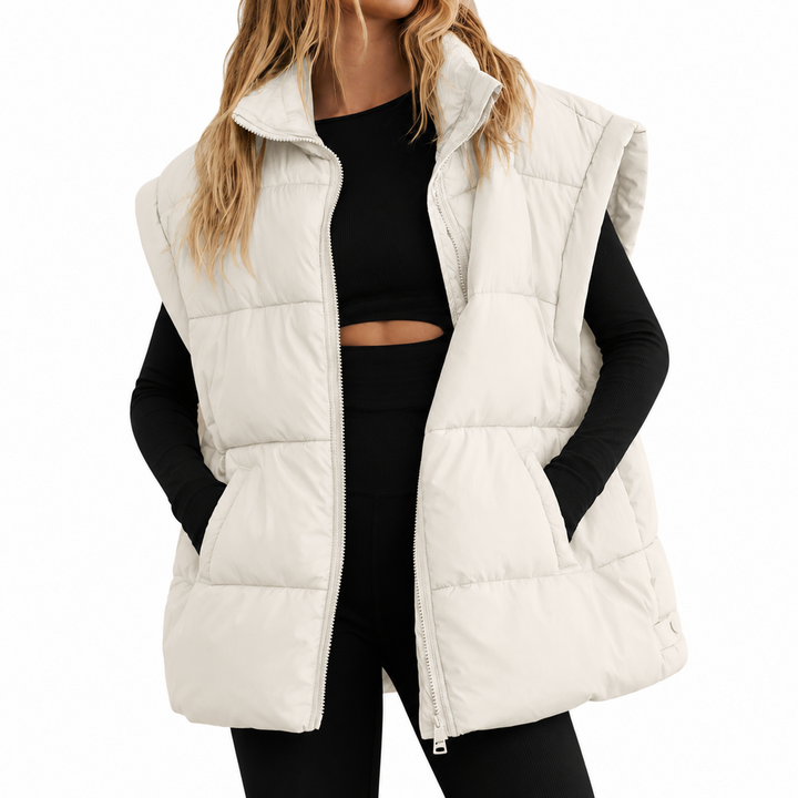 Women's Quilted Sleeveless Gilet with Zipper and Pockets