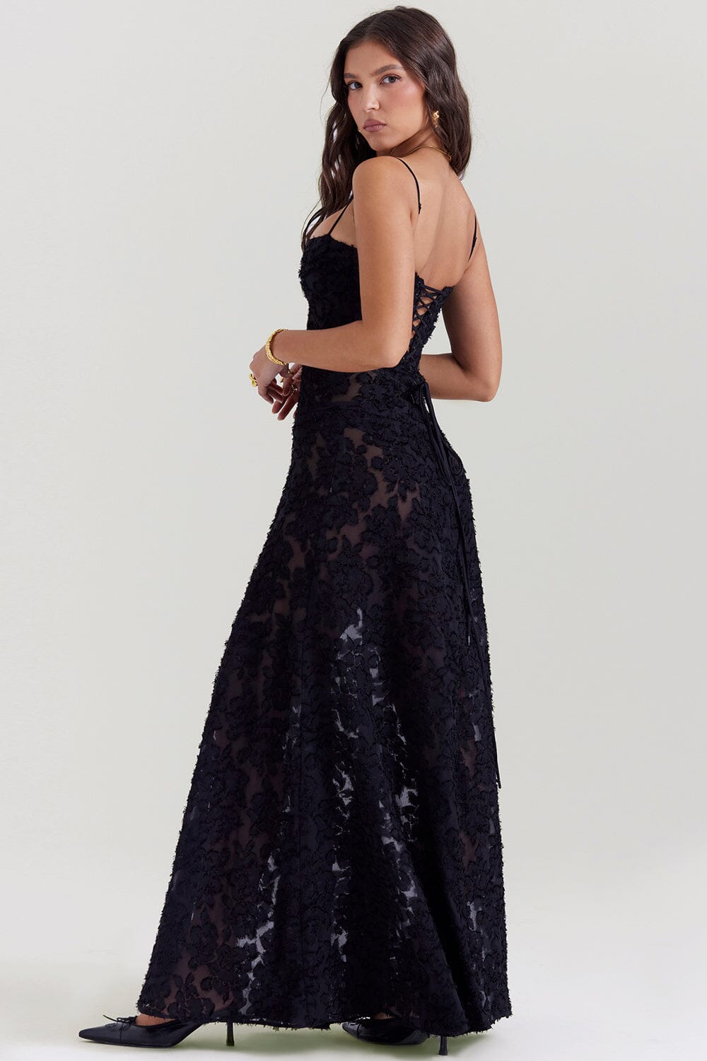 Ivy | Women's Floral Spaghetti Strap Maxi Dress-Metro Lane Plaza