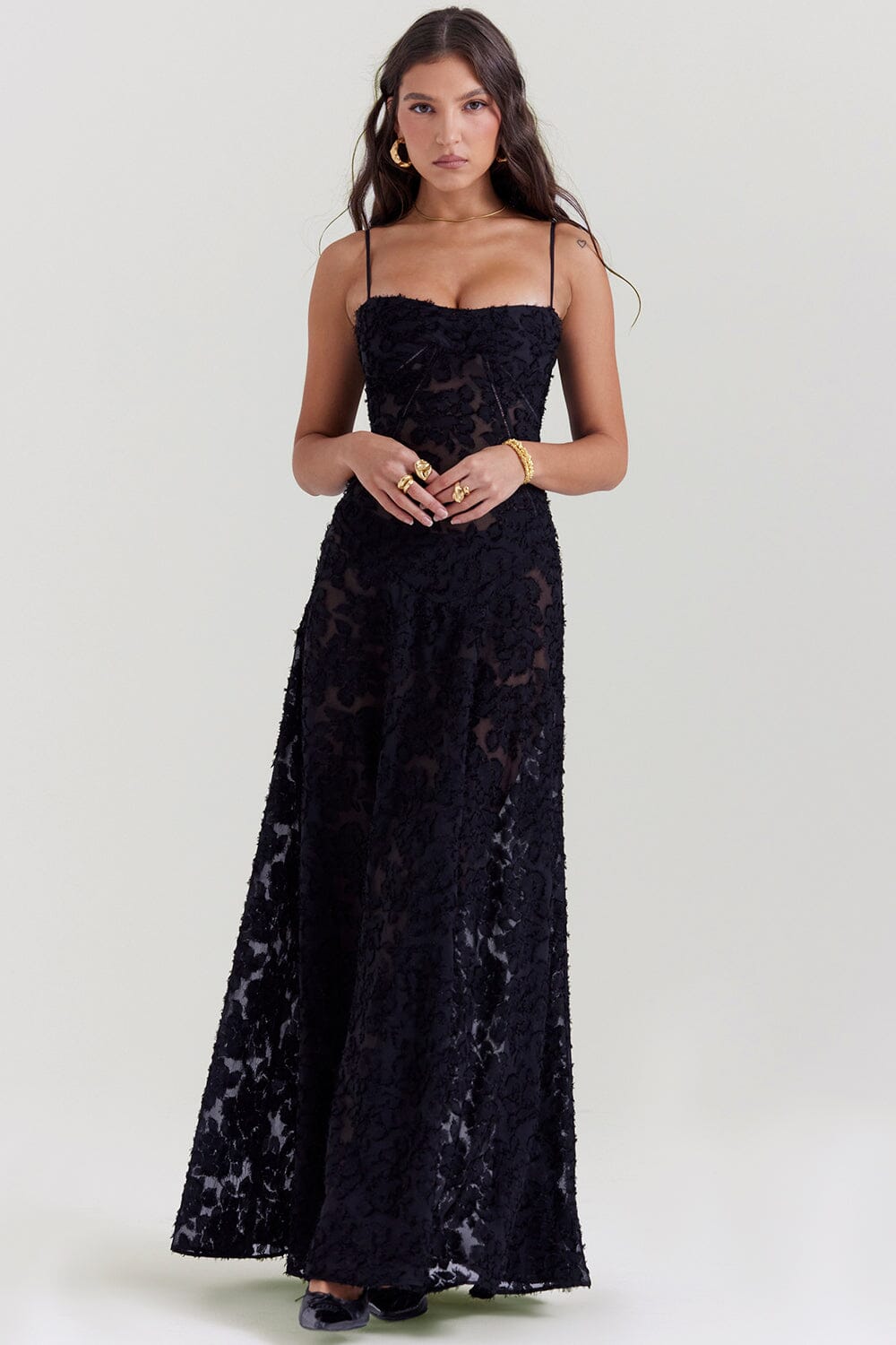 Ivy | Women's Floral Spaghetti Strap Maxi Dress-Metro Lane Plaza
