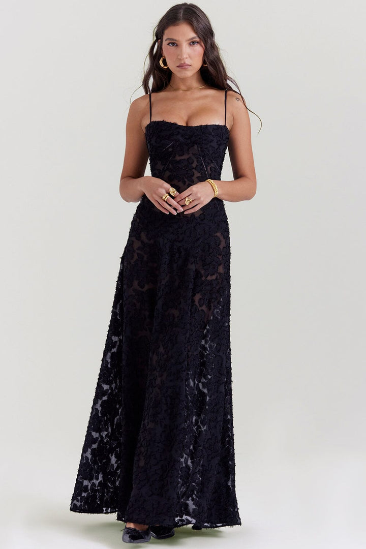 Ivy | Women's Floral Spaghetti Strap Maxi Dress-Metro Lane Plaza